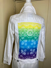 White denim Jacket w/Bright Bandana Print / M