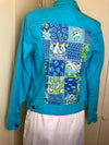 Turquise Shore Themed Denim Jacket / S