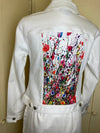 White Stretch Denim Floraal Jacket / S