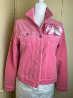 Pink Corduroy Floral Jacket / L