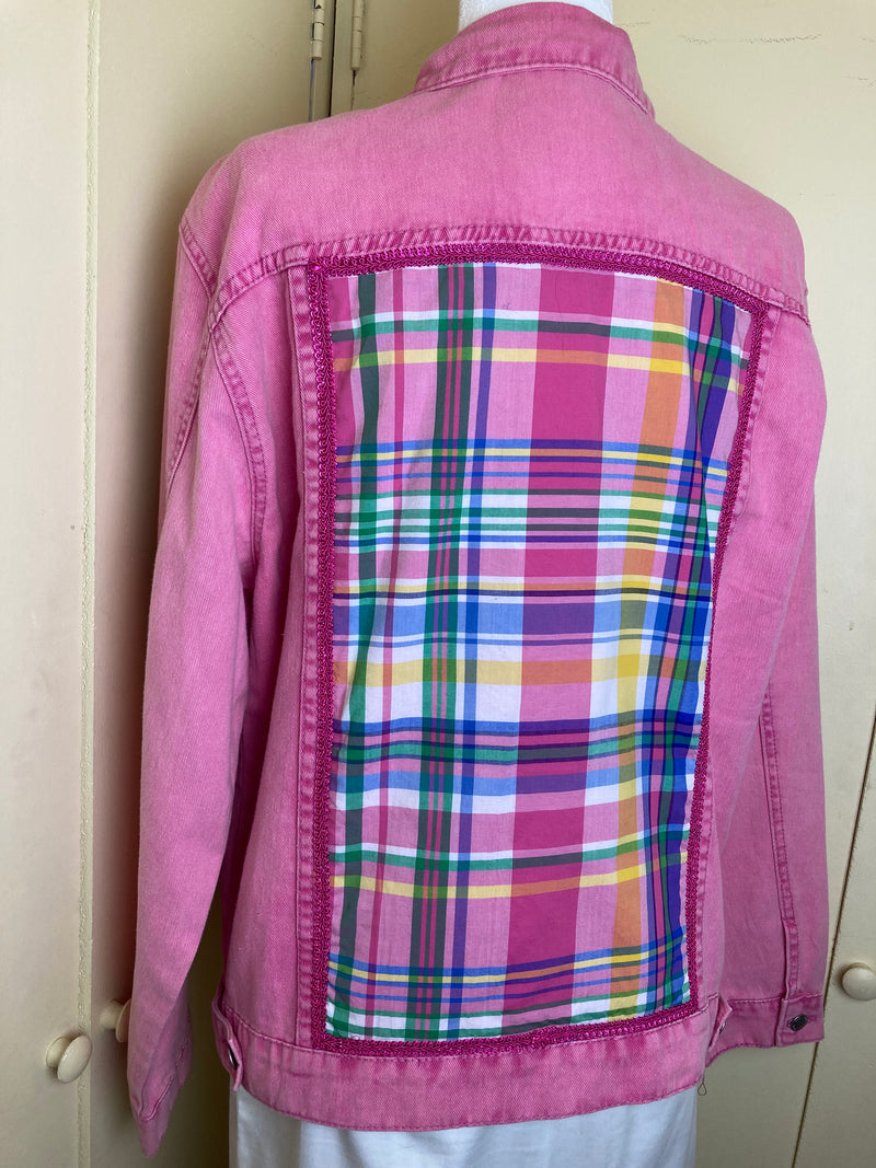 Pink Denim w/Ralph Lauren Plaid Denim Jacket / XL