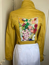 Gold Cropped Denim Jacket w/Multicolor Velveteen / M (XS)