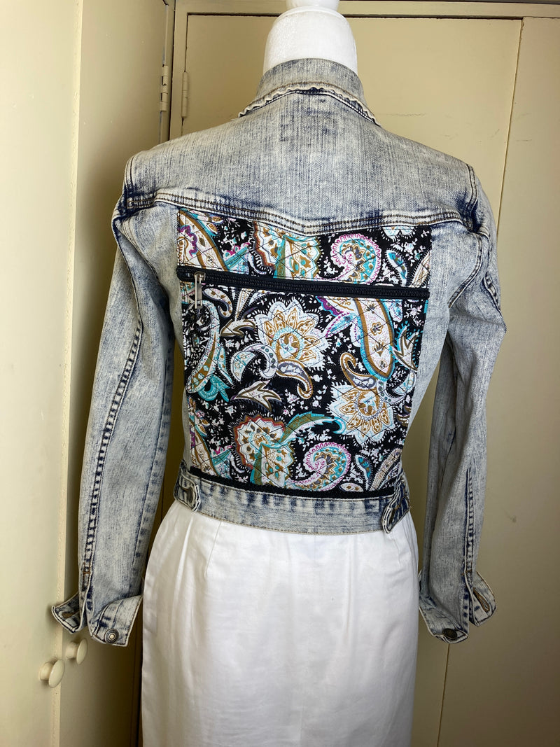 Blue Distressed Denim 'FESTIVAL' Jacket - Jacket & Bag - All in One! / M (XS)