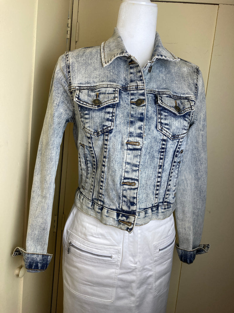 Blue Distressed Denim 'FESTIVAL' Jacket - Jacket & Bag - All in One! / M (XS)