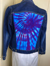 Denim jacket with turquoise tie-dye / M