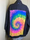 Black unisez denim jacket w/Neon Tie-Dye / XXL