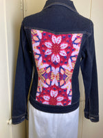 Midnight Denim Jacket w/Red Abstract Floral - S