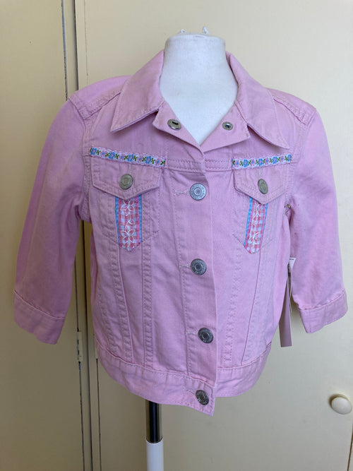 Pretty in pink - Little girls denim jacket with pastel Lilly Pulitzer / XS (4-5)